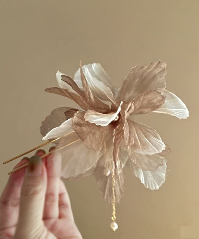 Chinese Style Champagne Alloy Chiffon Pearl Tassel Hairpin