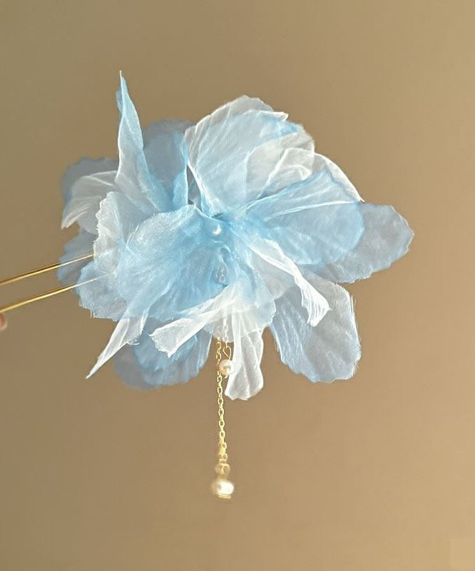Chinese Style Champagne Alloy Chiffon Pearl Tassel Hairpin