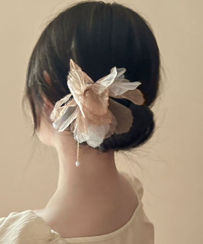 Chinese Style Champagne Alloy Chiffon Pearl Tassel Hairpin