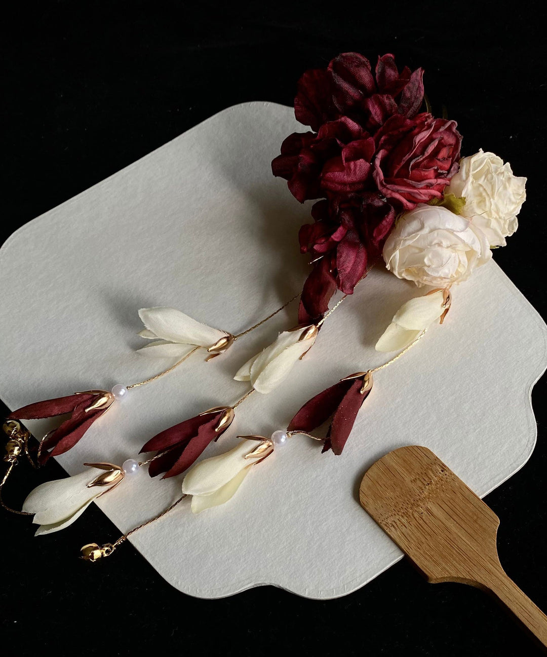 Chinese Style Colorblock Alloy Rose Tassel Hairpin