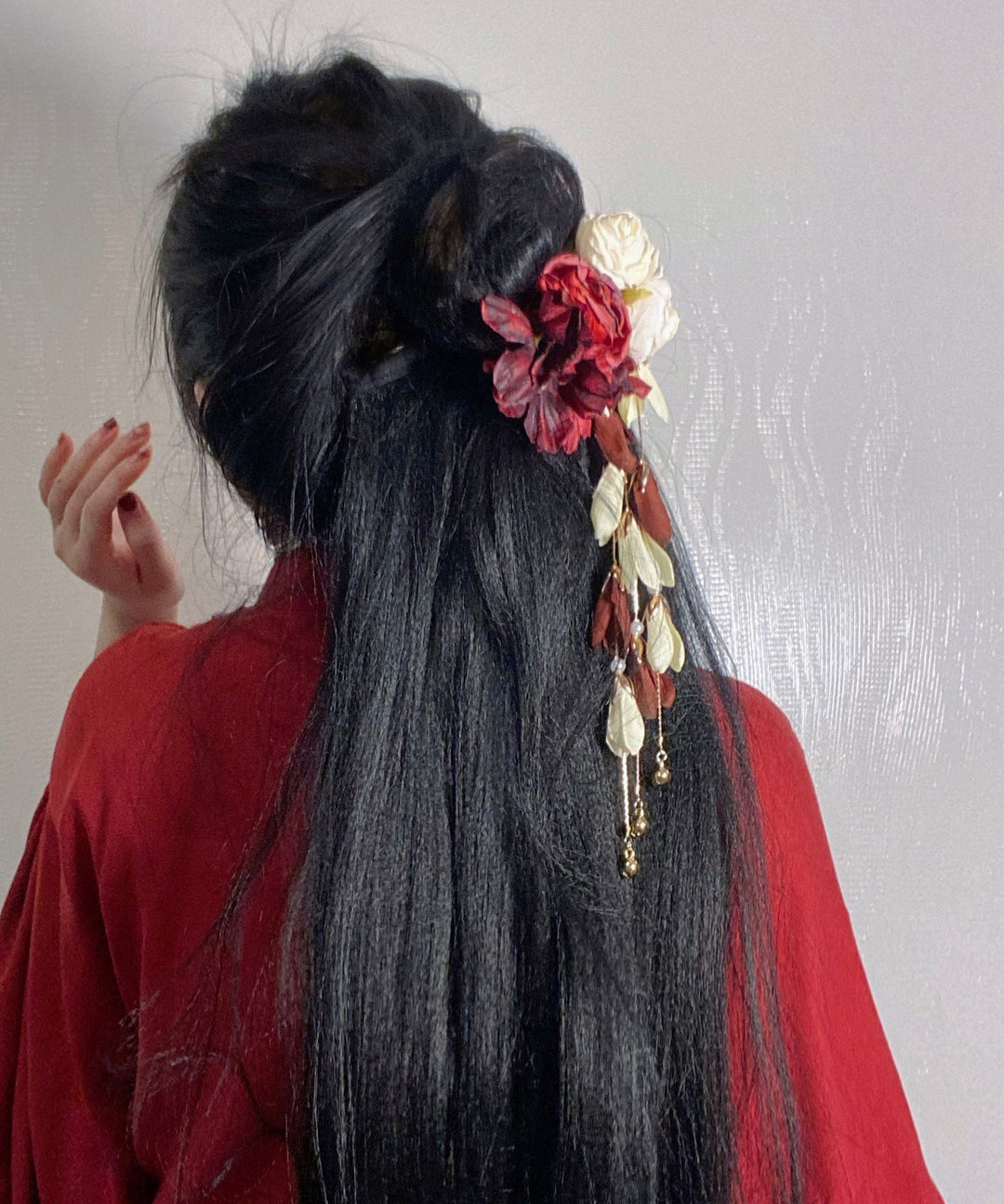 Chinese Style Colorblock Alloy Rose Tassel Hairpin