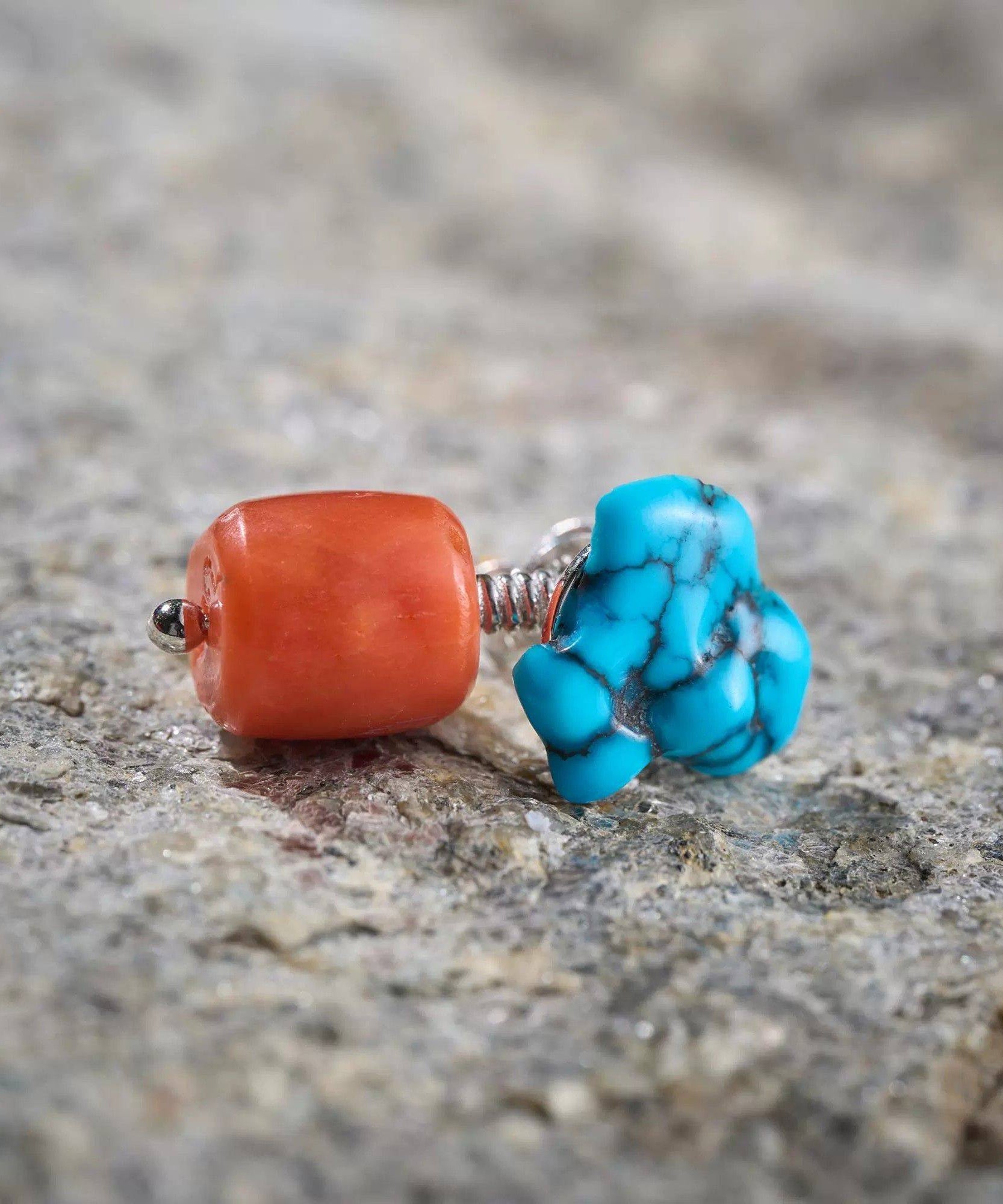 Chinese Style Colorblock Alloy Turquoise Drop Earrings - Omychic