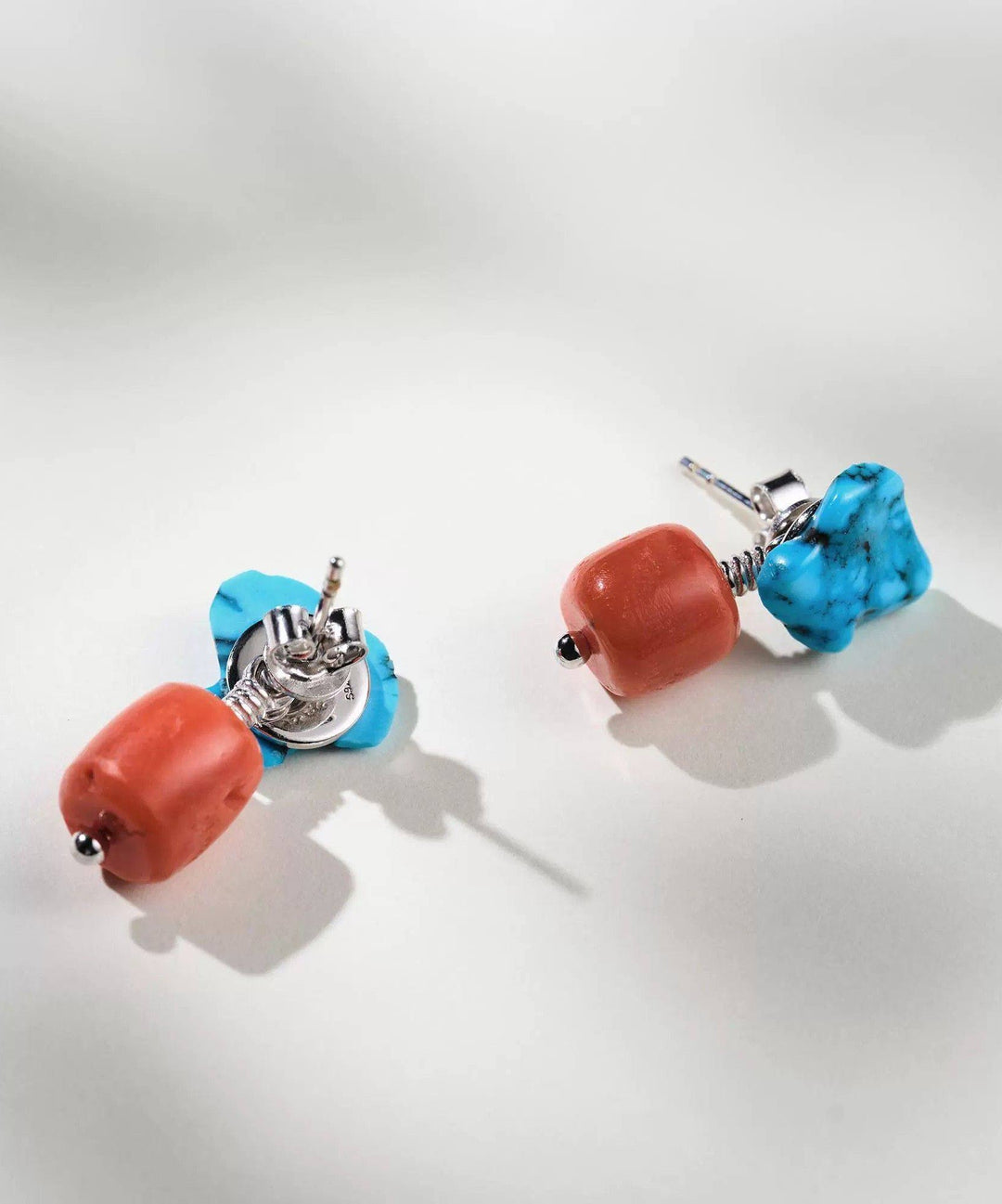 Chinese Style Colorblock Alloy Turquoise Drop Earrings - Omychic