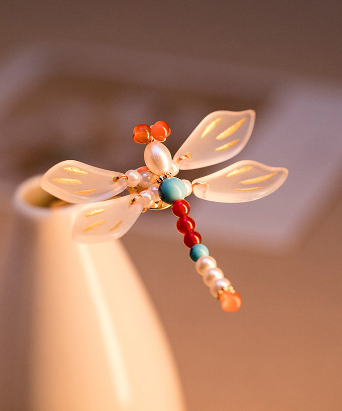 Chinese Style Copper Alloy Pearl Dragonfly Kids Hairpin