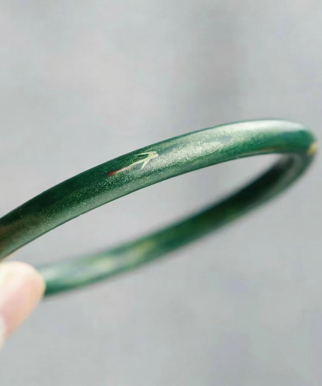 Chinese Style Dark-Green Bamboo Pattern Bangle