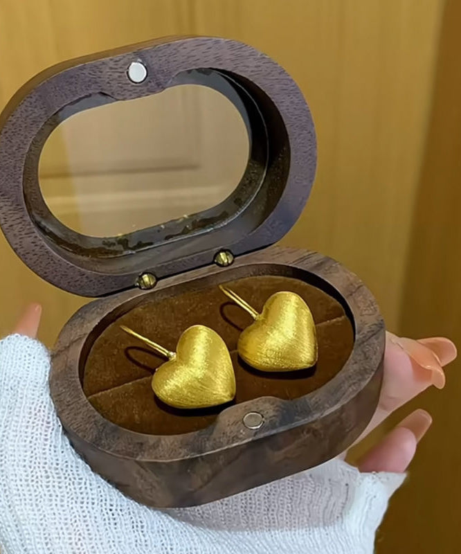 Chinese Style Gold Antique Gold Love Hoop Earrings