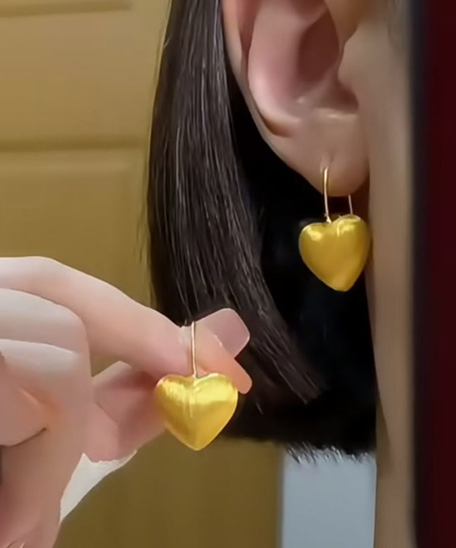 Chinese Style Gold Antique Gold Love Hoop Earrings