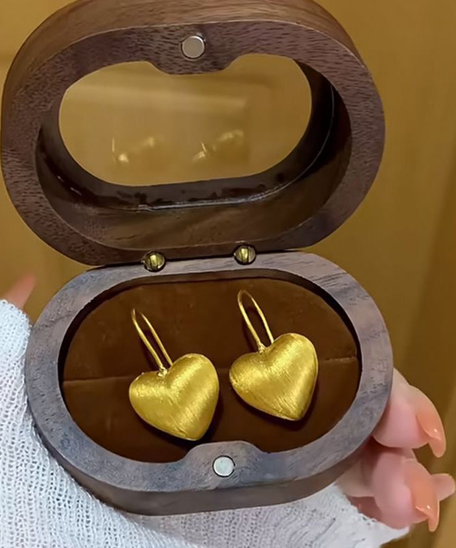Chinese Style Gold Antique Gold Love Hoop Earrings