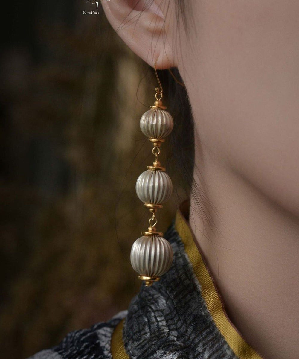 Chinese Style Gold Copper Alloy LanternDrop Earrings