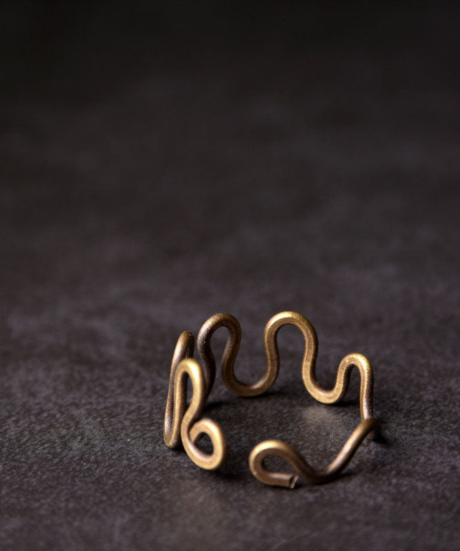 Chinese Style Gold Copper Hollow Out Unisex Cuff