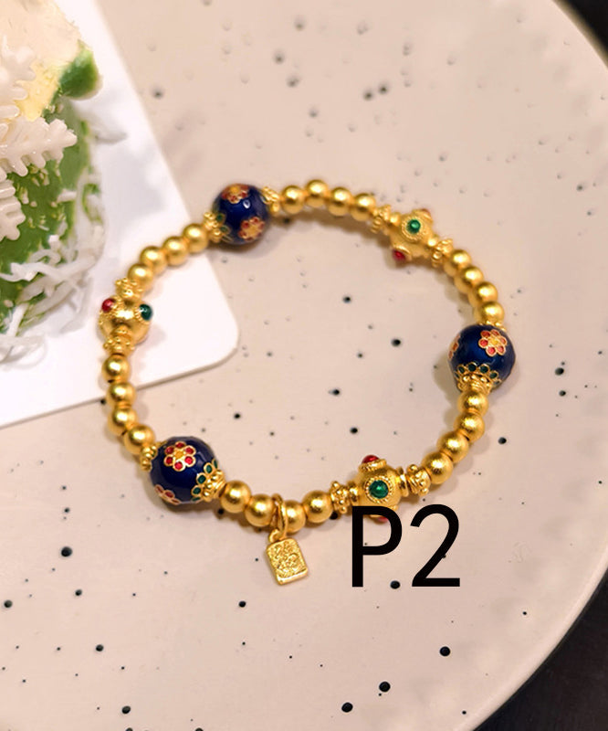 Chinese Style Golden Enamel Technique Copper Charm Bracelet