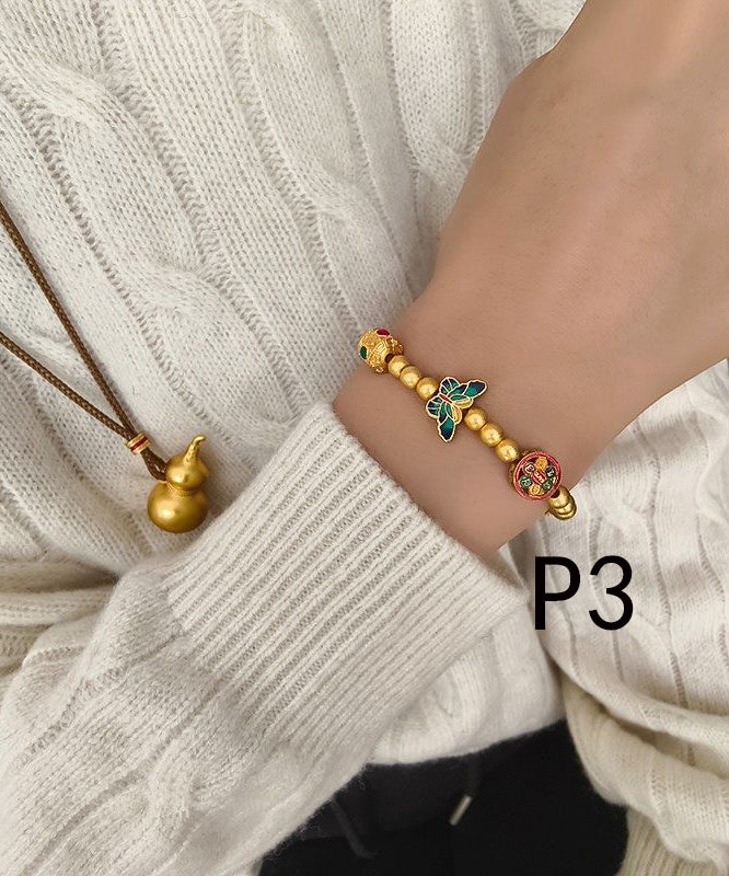 Chinese Style Golden Enamel Technique Copper Charm Bracelet