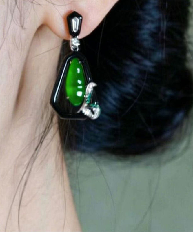 Chinese Style Green Alloy JadeDrop Earrings