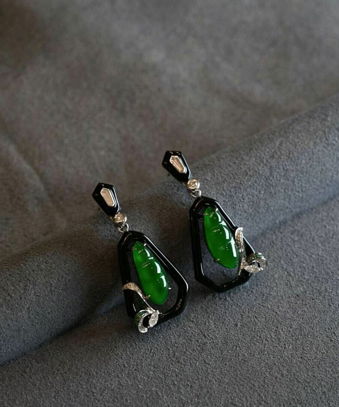 Chinese Style Green Alloy JadeDrop Earrings