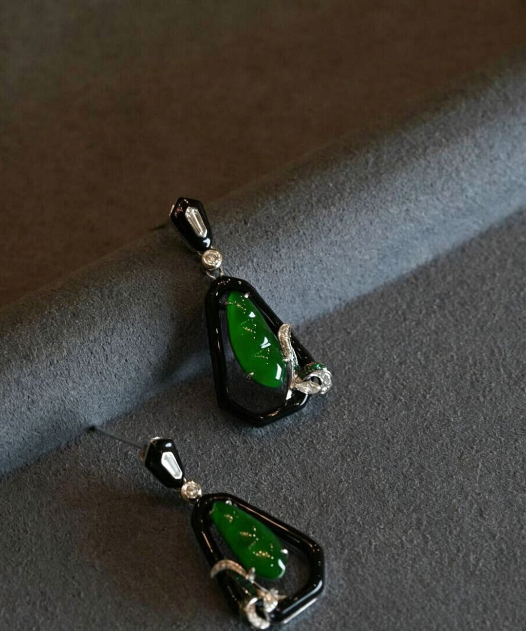 Chinese Style Green Alloy JadeDrop Earrings