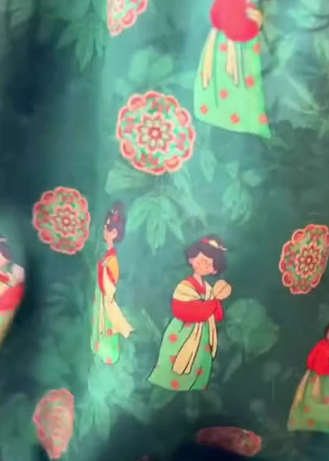 Chinese Style Green Button Print Cotton Shirts Summer