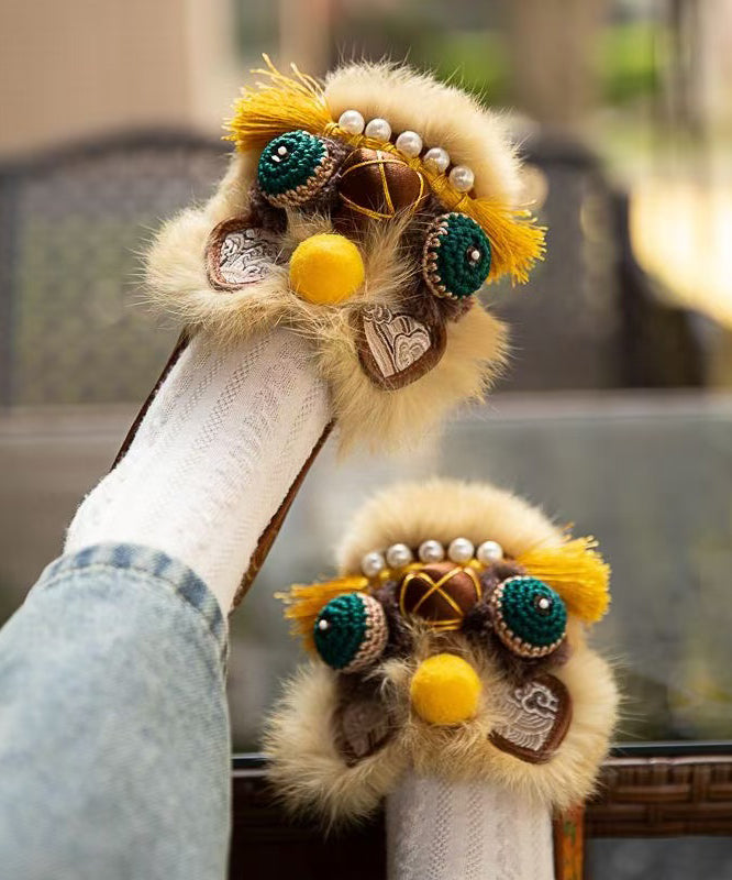 Chinese Style Handmade Flats Comfortable Tiger Head Shoes