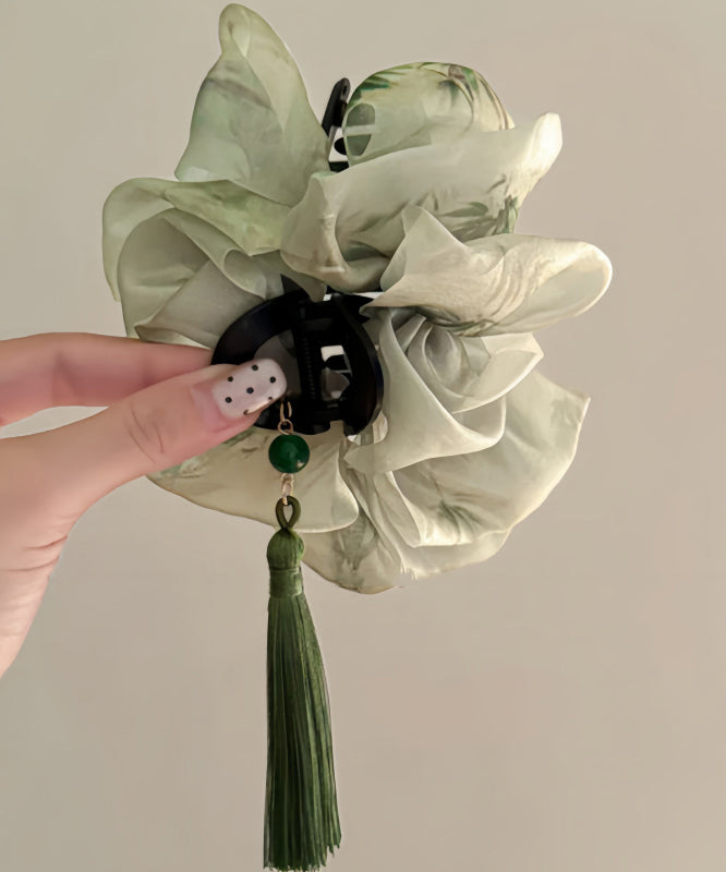 Chinese Style Light Green Tulle Cloud Tassel Hairpin