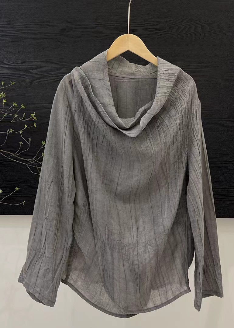 Chinese Style Light Khaki Patchwork Solid Top Spring