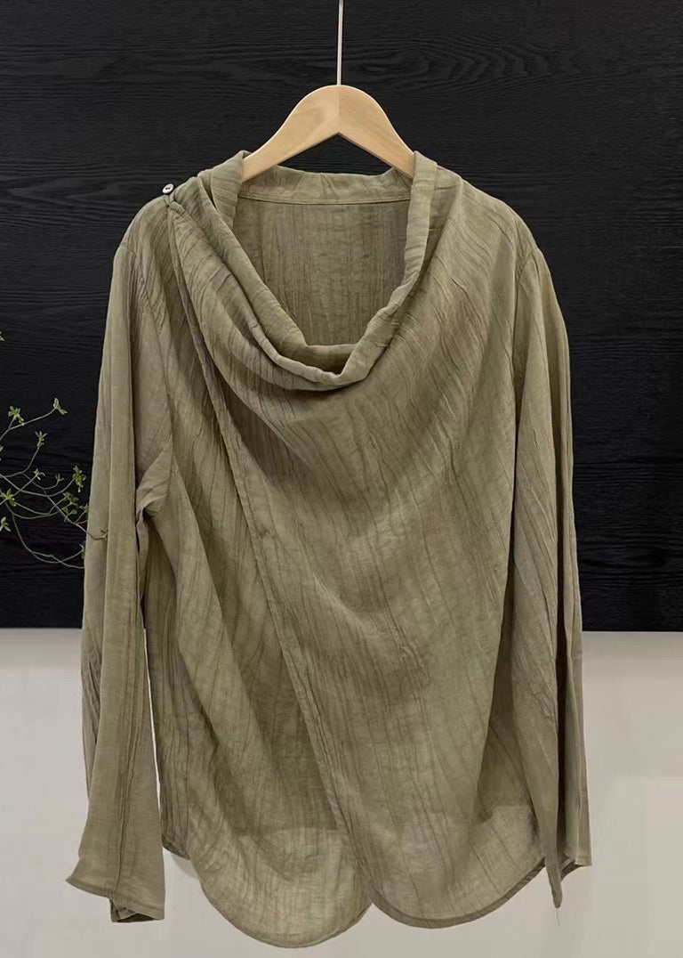 Chinese Style Light Khaki Patchwork Solid Top Spring