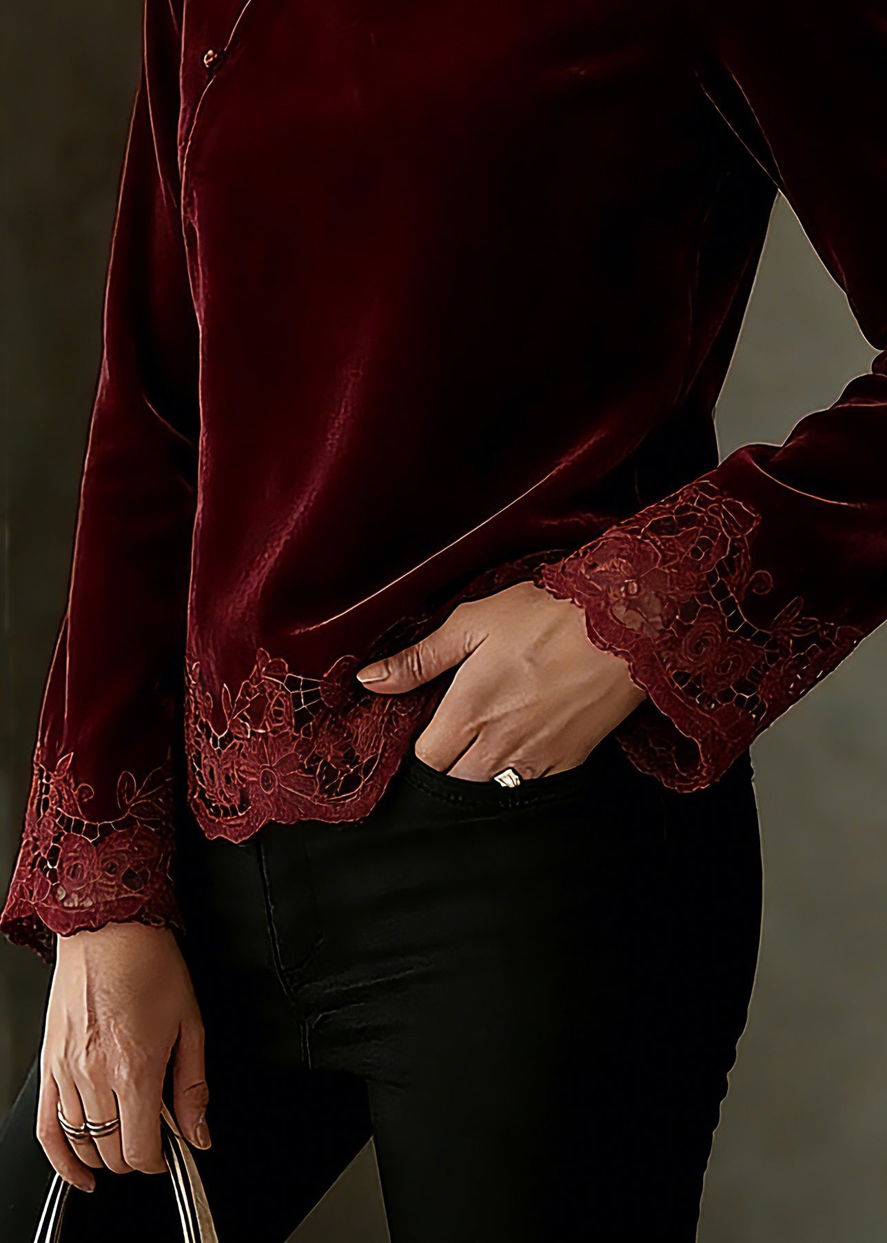 Chinese Style Mulberry Stand Collar Patchwork Top Spring - Omychic