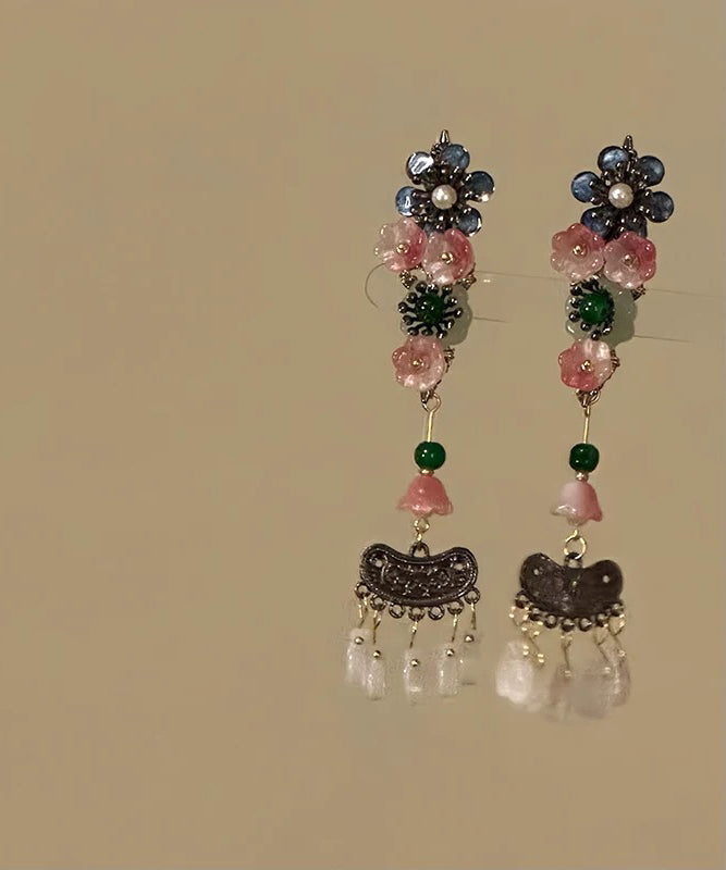Chinese Style Multicolor Alloy Floral Tassel A Pair Hairpin