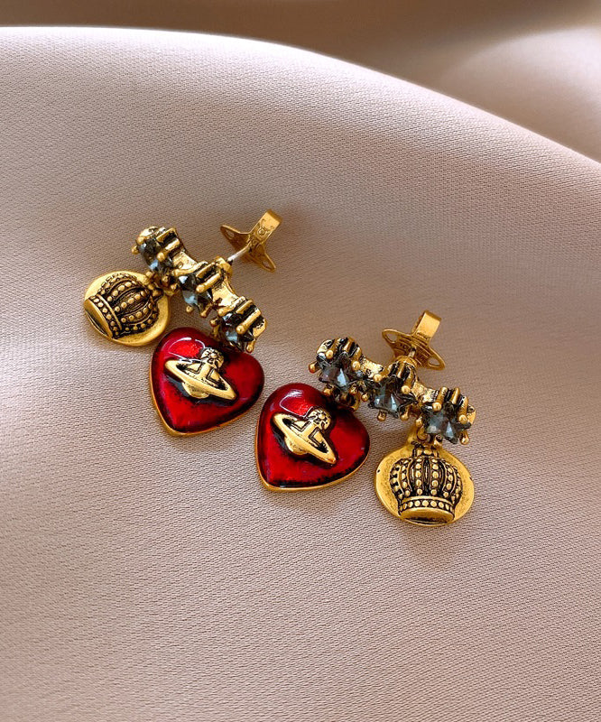 Chinese Style Multicolor Copper Alloy Zircon Saturn Drop Earrings