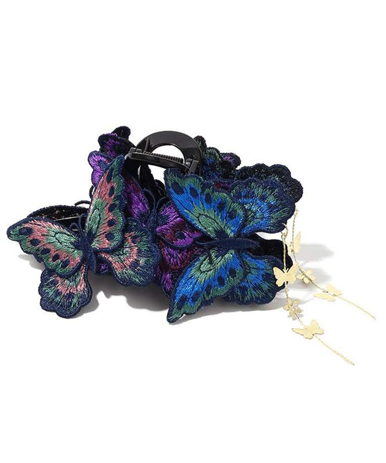 Chinese Style Rainbow Alloy Butterfly Embroidery Tassel Hairpin