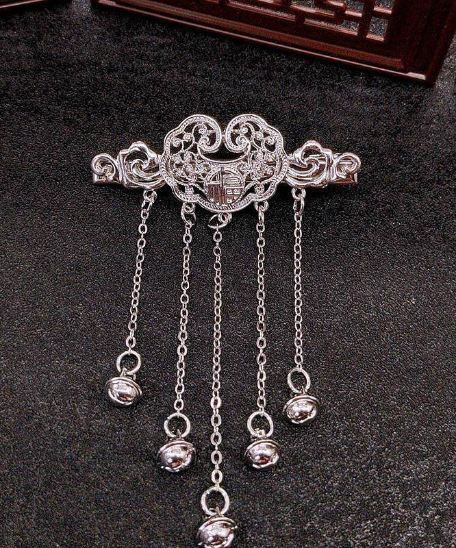Chinese Style Silk Alloy Safety Lock Bell Tassel Hairpin - Omychic