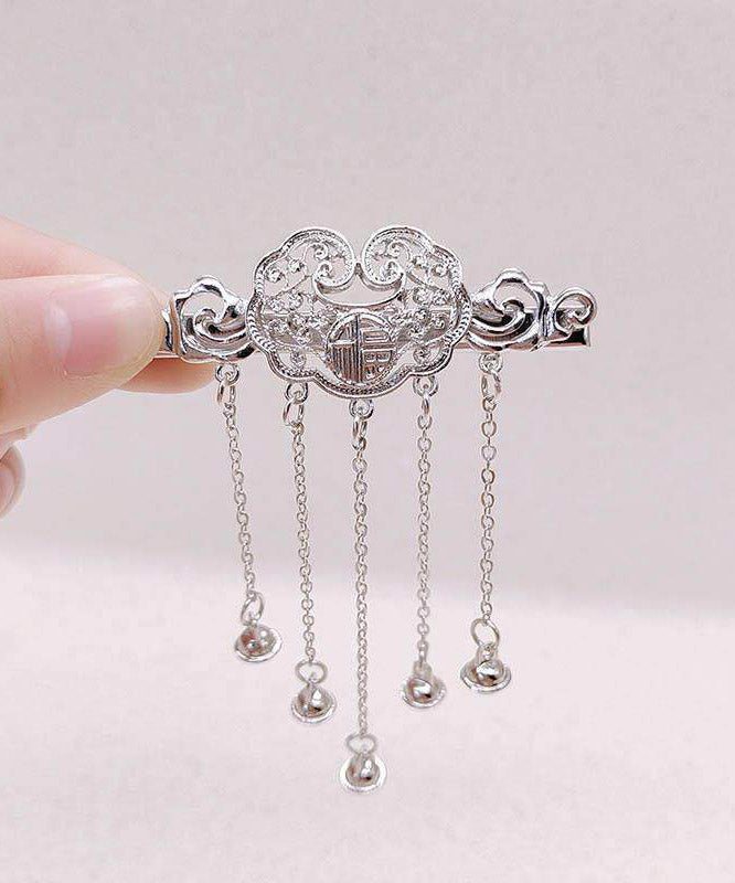 Chinese Style Silk Alloy Safety Lock Bell Tassel Hairpin - Omychic
