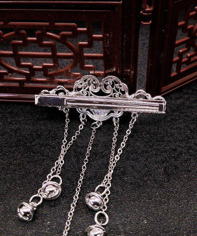Chinese Style Silk Alloy Safety Lock Bell Tassel Hairpin - Omychic