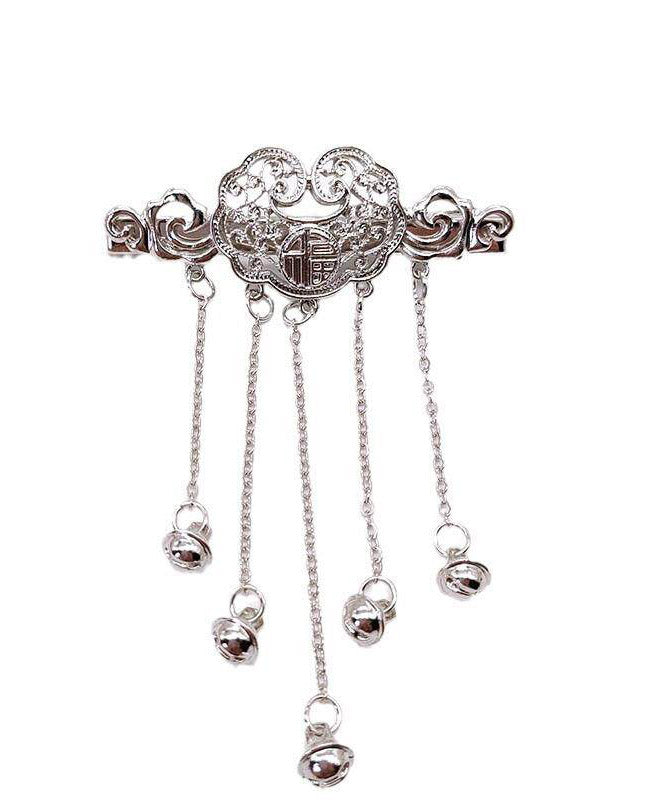 Chinese Style Silk Alloy Safety Lock Bell Tassel Hairpin - Omychic