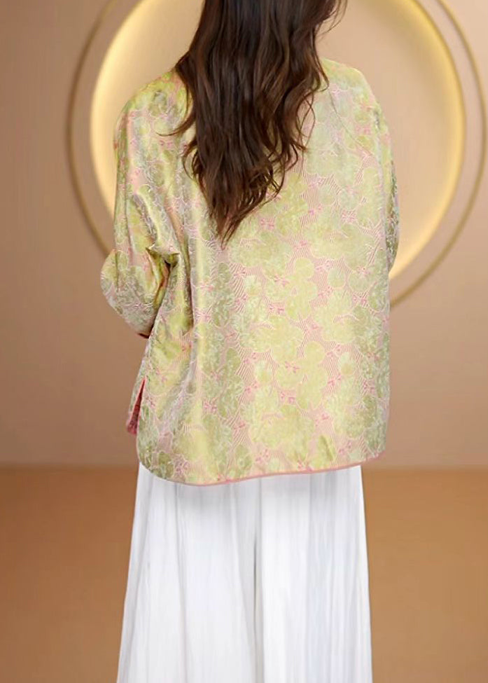 Chinese Style Wear On Both Sides Print Silk Coat Fall