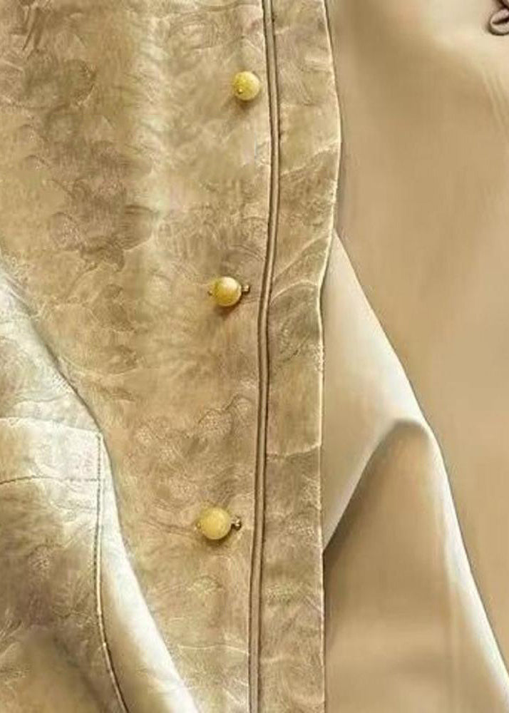 Chinese Style Yellow O-Neck Pockets Patchwork Waistcoat Sleeveless