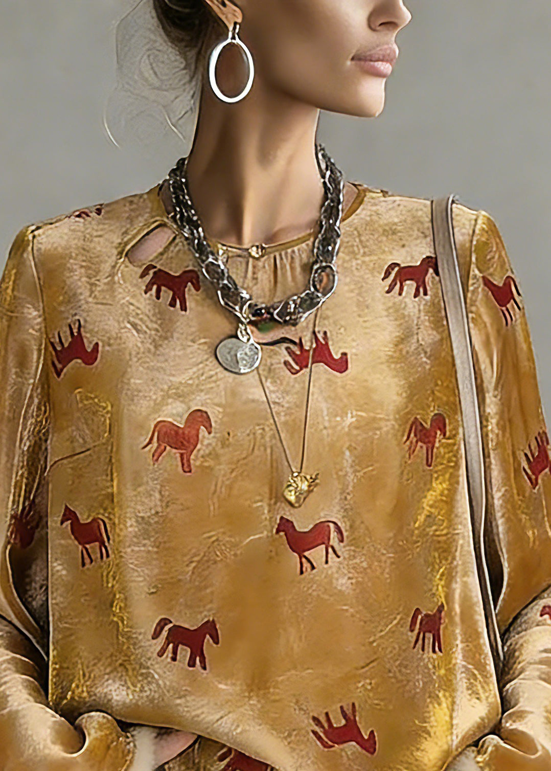 Chinese Style Yellow Print Button Silk Cotton Top Spring - Omychic