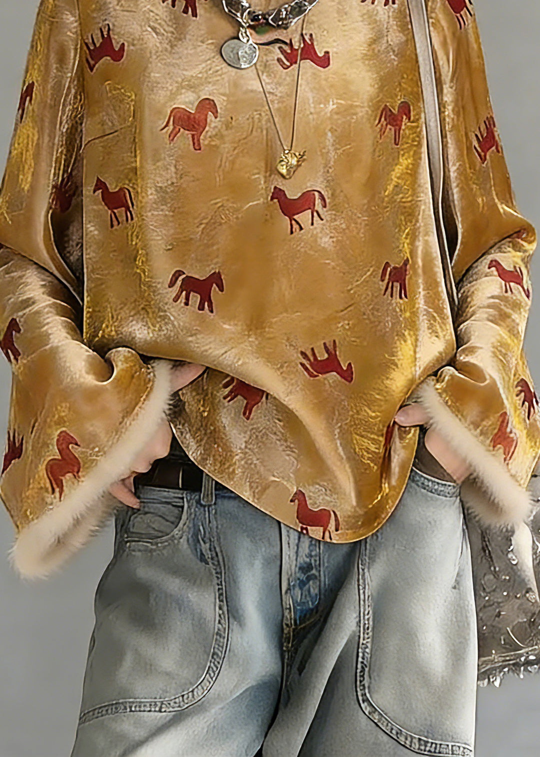 Chinese Style Yellow Print Button Silk Cotton Top Spring - Omychic