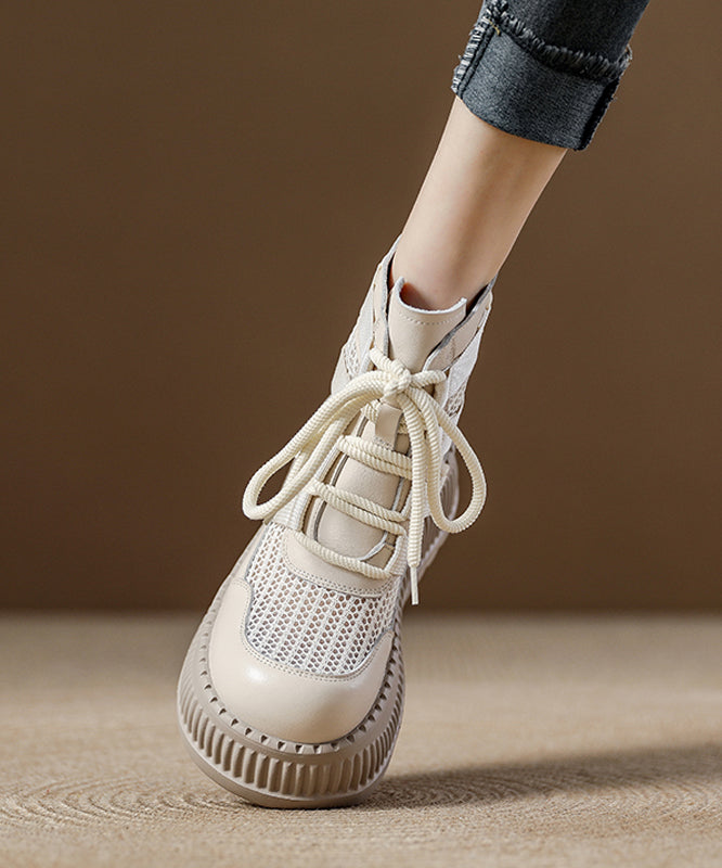 Chocolate Platform Breathable Mesh Handmade Splicing Boots