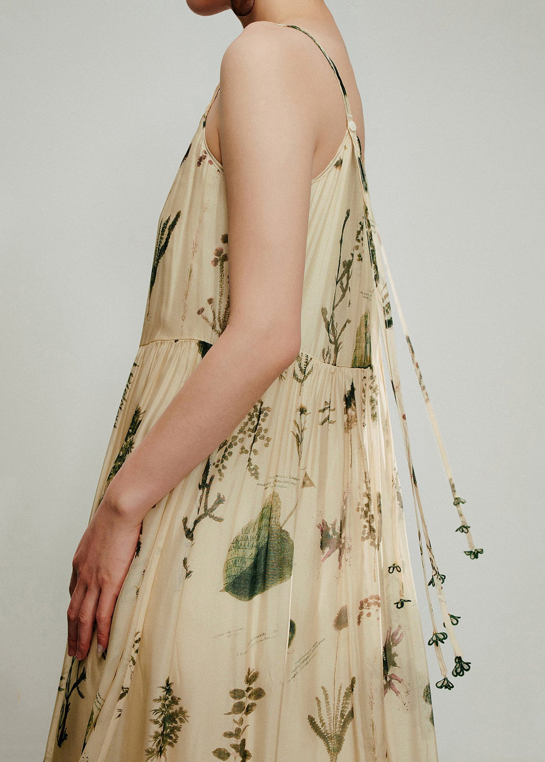 Classy Apricot Print Spaghetti Strap Dress Summer
