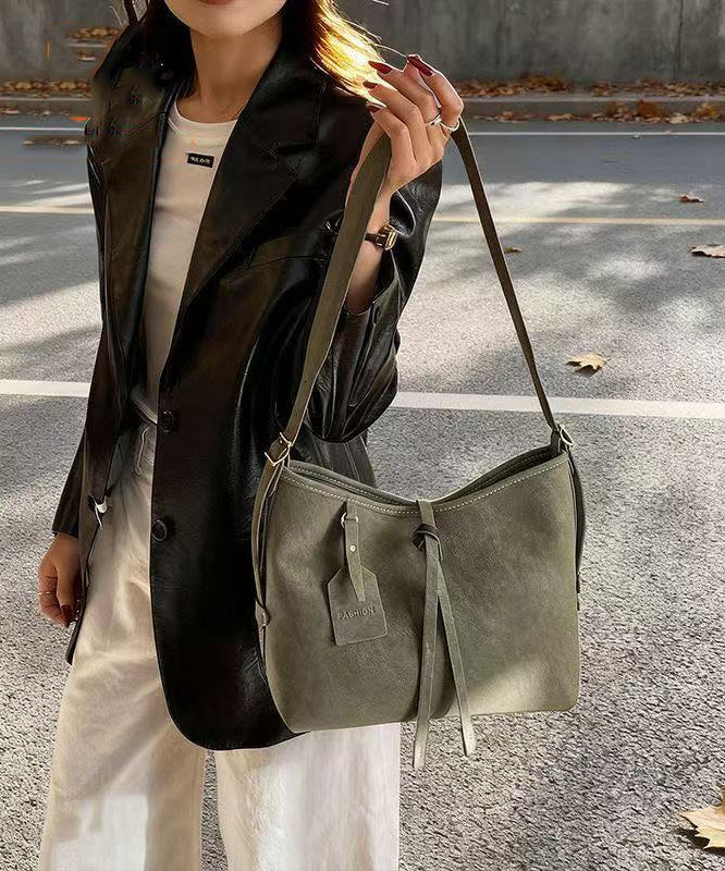 Classy Army Green Solid Durable Faux Leather Messenger Bag