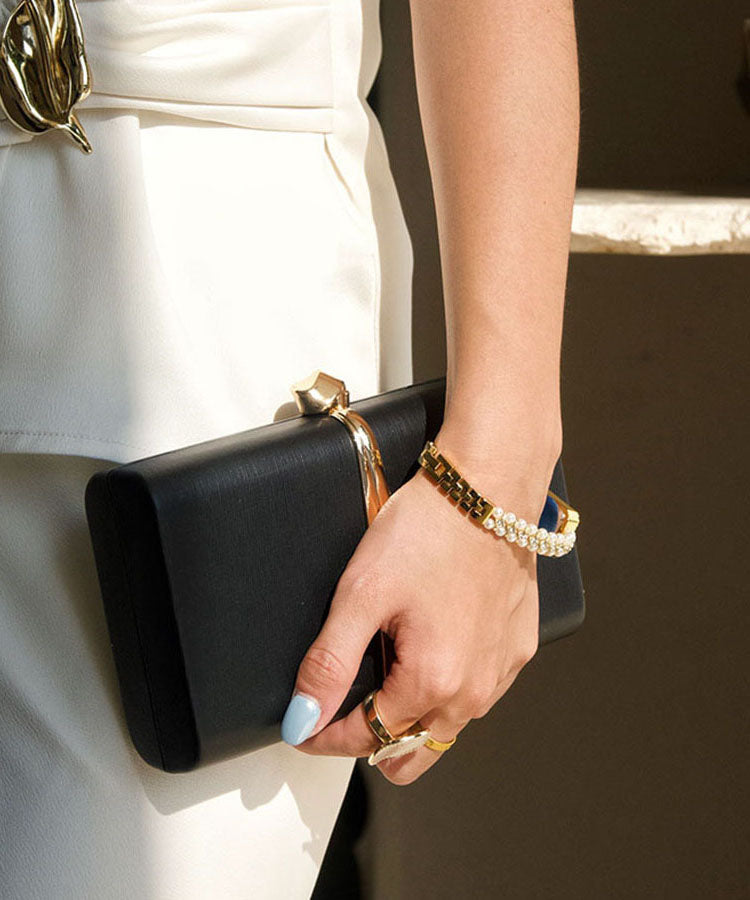 Classy Beige Sequined Faux Leather Mini Bag