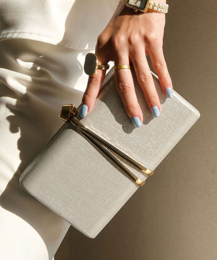 Classy Beige Sequined Faux Leather Mini Bag