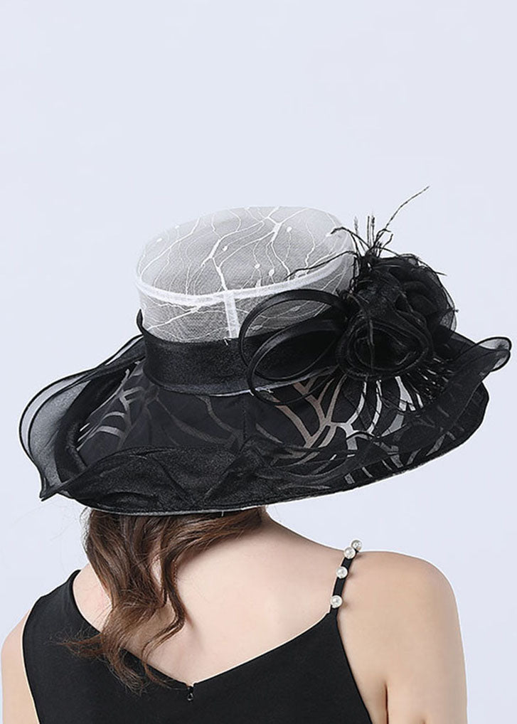 Classy Black Foldable Tulle Floppy Sun Hat