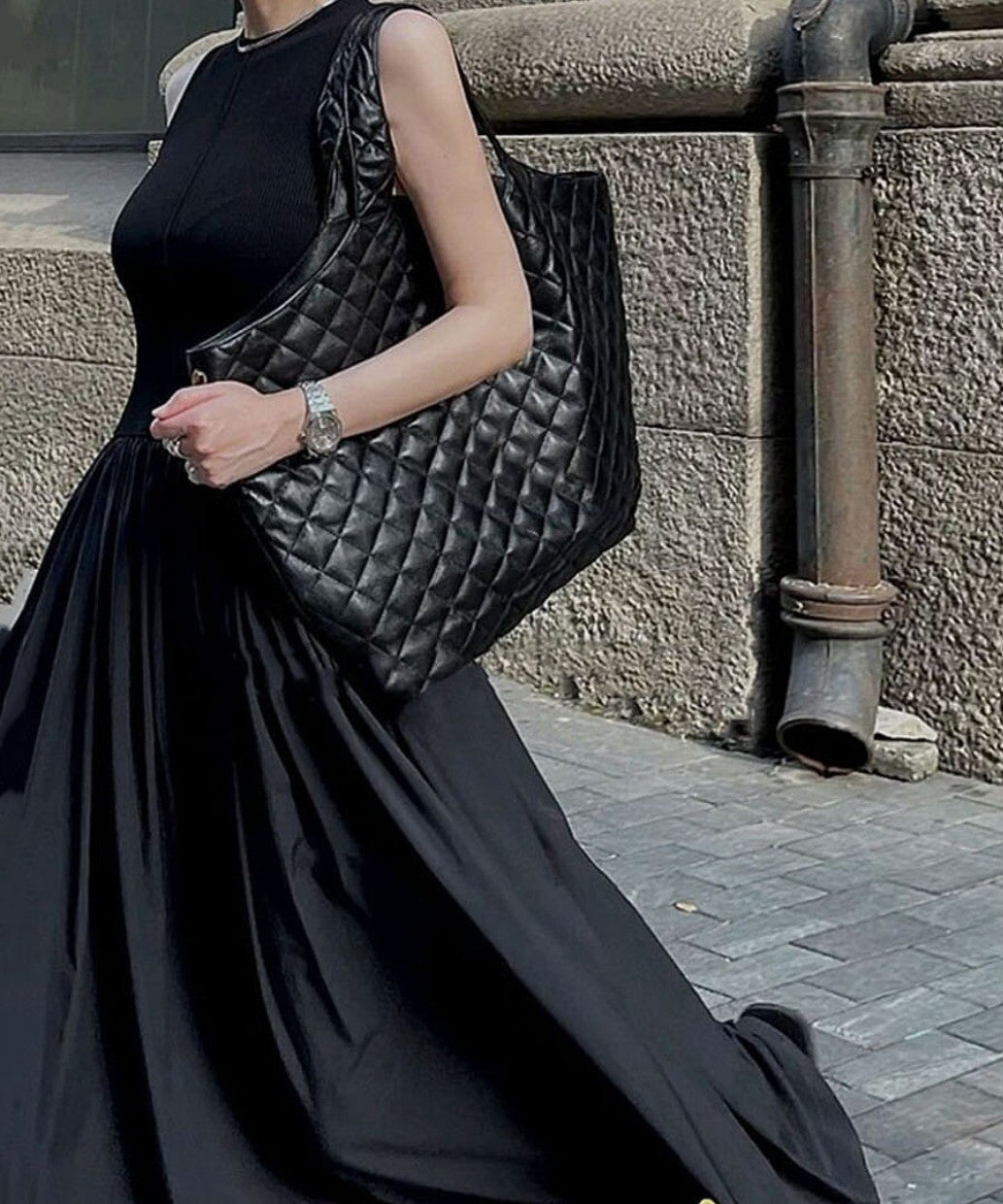 Classy Black Sheepskin Versatile Durable Satchel Handbag