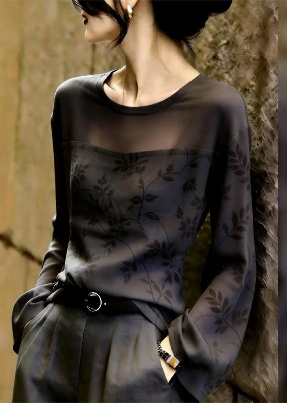 Classy Black Tulle Patchwork Top Fall