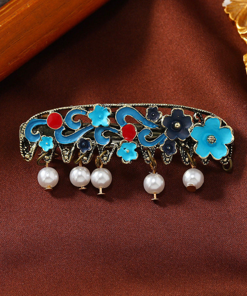 Classy Blue Pearl Tassel Alloy Pearl Oil Drop Tassel Hairpin