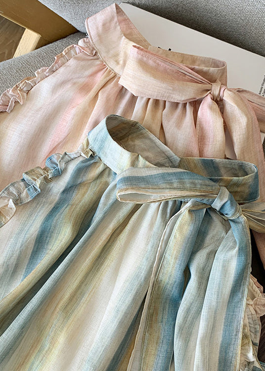 Classy Blue Ruffled Tie Dye Cotton Tank Summer