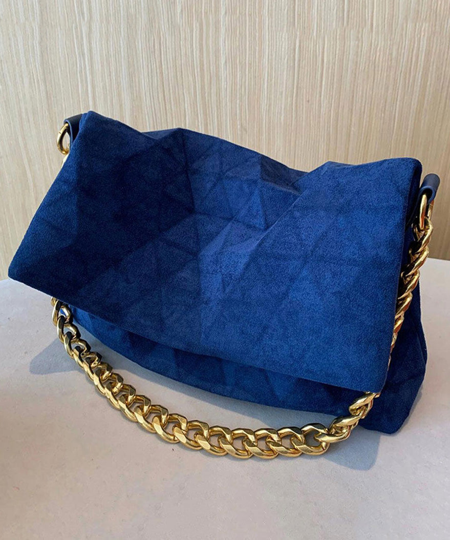 Classy Blue Versatile Suede Flap Bag