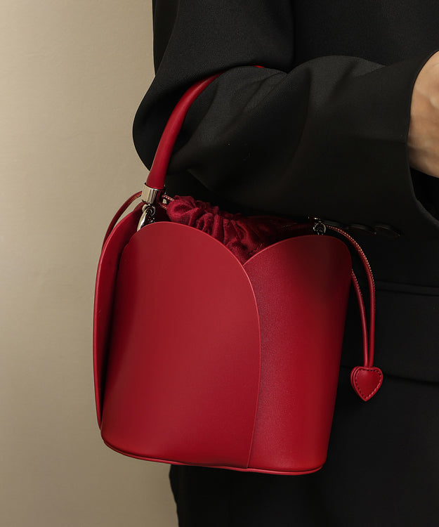 Classy Brown Drawstring Durable Faux Leather Bucket Bag