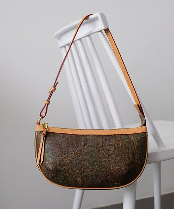 Classy Brown Jacquard Solid Durable Leather Hobo Bag