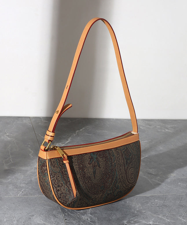 Classy Brown Jacquard Solid Durable Leather Hobo Bag
